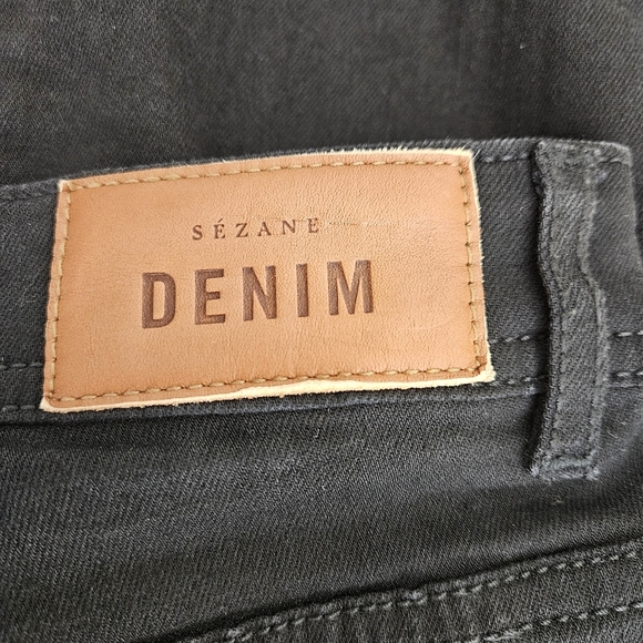 Sezane Denim Slim Parfait Skinny Jeans Black High Rise Dark Wash - Picture 3 of 6